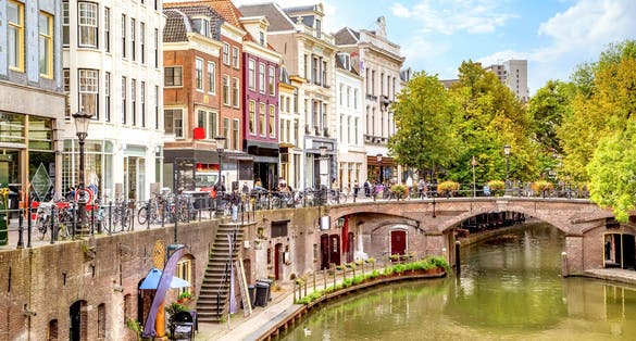 photo of view of  Jans Jansbrug, Old city of Utrecht, Netherlands.