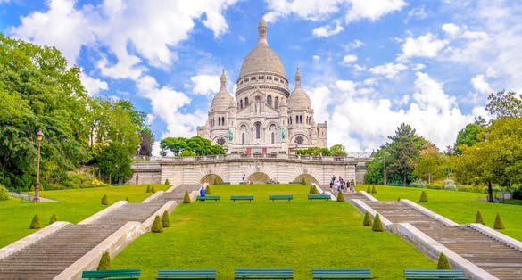 Photo of the Sacred Heart (Sacre Cœur Basilica),on Montmartre hill, Paris, France.