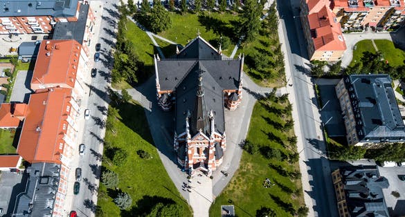 photo of aerial view of Luleå Church in Luleå, Sweden.
