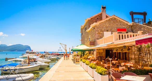 Beautiful mediterranean landscape - town Petrovac, Montenegro.
