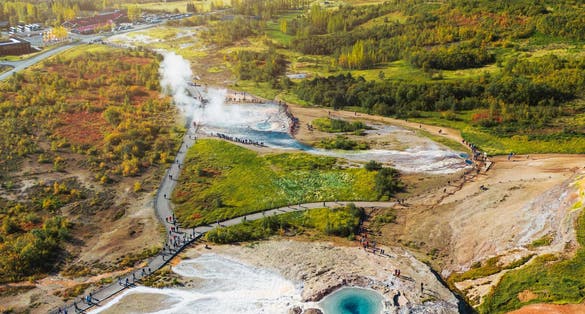 photo of aerial view of the strokkur iceland. 