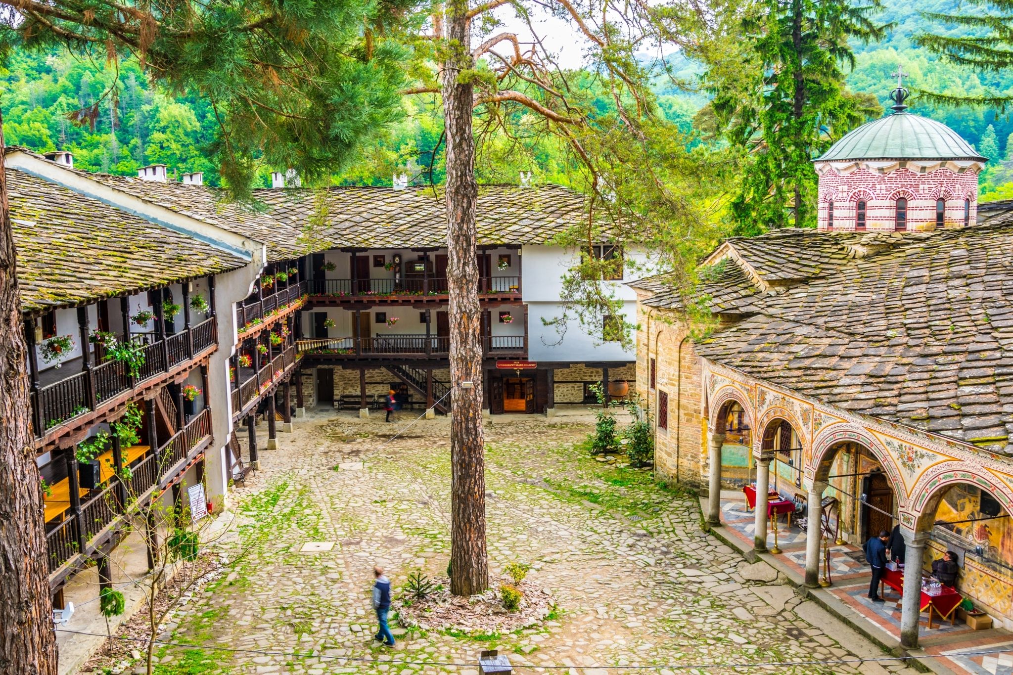 Photo of detail of a church situated inside of the Troyan Monastery in Bulgaria.