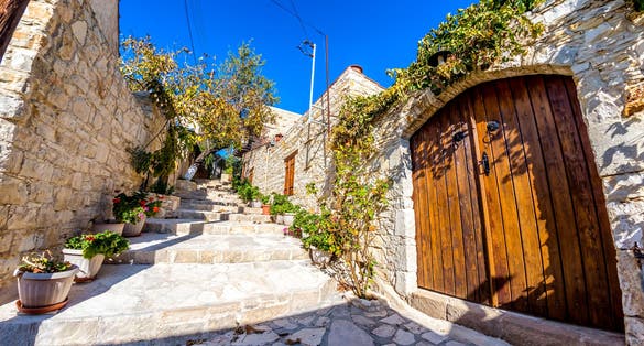 Photo of street in the traditional Cypriot village Lofou, Cyprus.