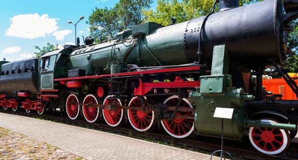 Vintage locomotive with steam engine