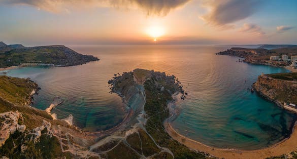 Panoramic view of Ghajn Tuffieha during sunset