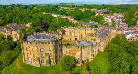 photo of view of Durham Castle is a Norman style castle in the historic city center of Durham, England, UK. The Durham Castle and Cathedral is a UNESCO World Heritage Site since 1986.