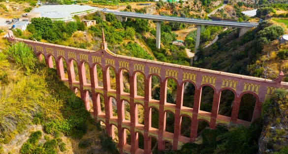 photo of view of Old aqueduct in Nerja, Costa del Sol, Spain