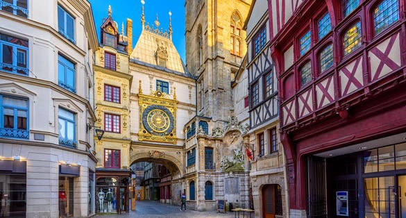 Photo of the Gros-Horloge (Great-Clock) is a fourteenth-century astronomical clock in Rouen, Normandy, France.