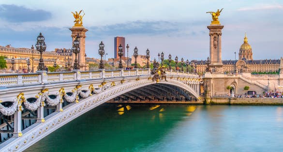 Photo of Pont Alexandre III, Alexander 3 Bridge, in Paris, France.