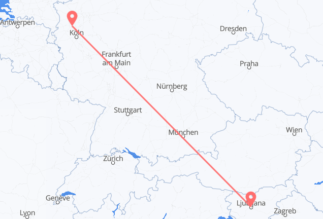 Düsseldorf nach Ljubljana