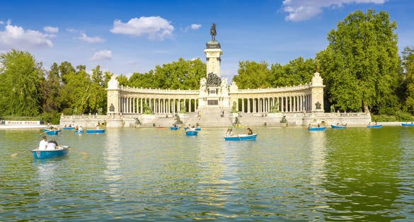Photo of Retiro Park that is a city park in Madrid's Retiro district.