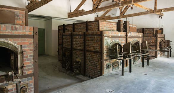 Photo of Crematoriums at Dachau concentration camp in Dachau, Germany .
