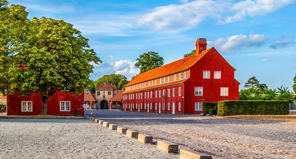 View of the Kastellet (The Citadel) of Copenhagen, Denmark, a well preserved fortress built in the form of a pentagon in the 17th century.