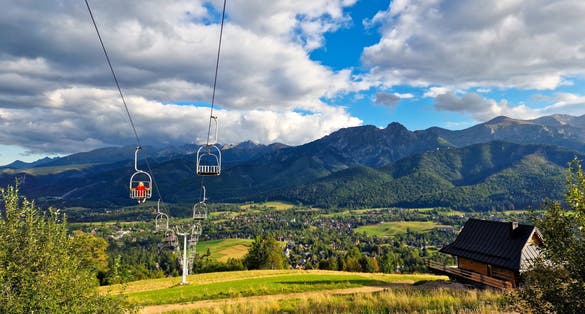 chair lift at the ski resort in Zakopane. Tatra mountains. Poland