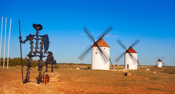 photo of view of Windmills of Mota del Cuervo, Cuenca, Spain.