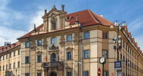 Photo of East entrance of the Clementinum in Prague, Czech republic.