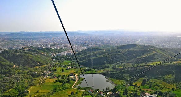photo of view of Aerial view of Tirana city ​​and outskirts, Albania.