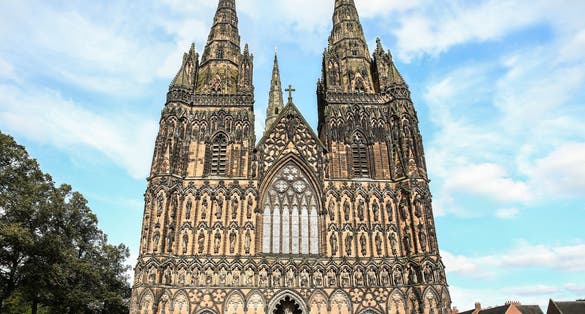 Photo of ancient Medieval Cathedral in Lichfield, United Kingdom.