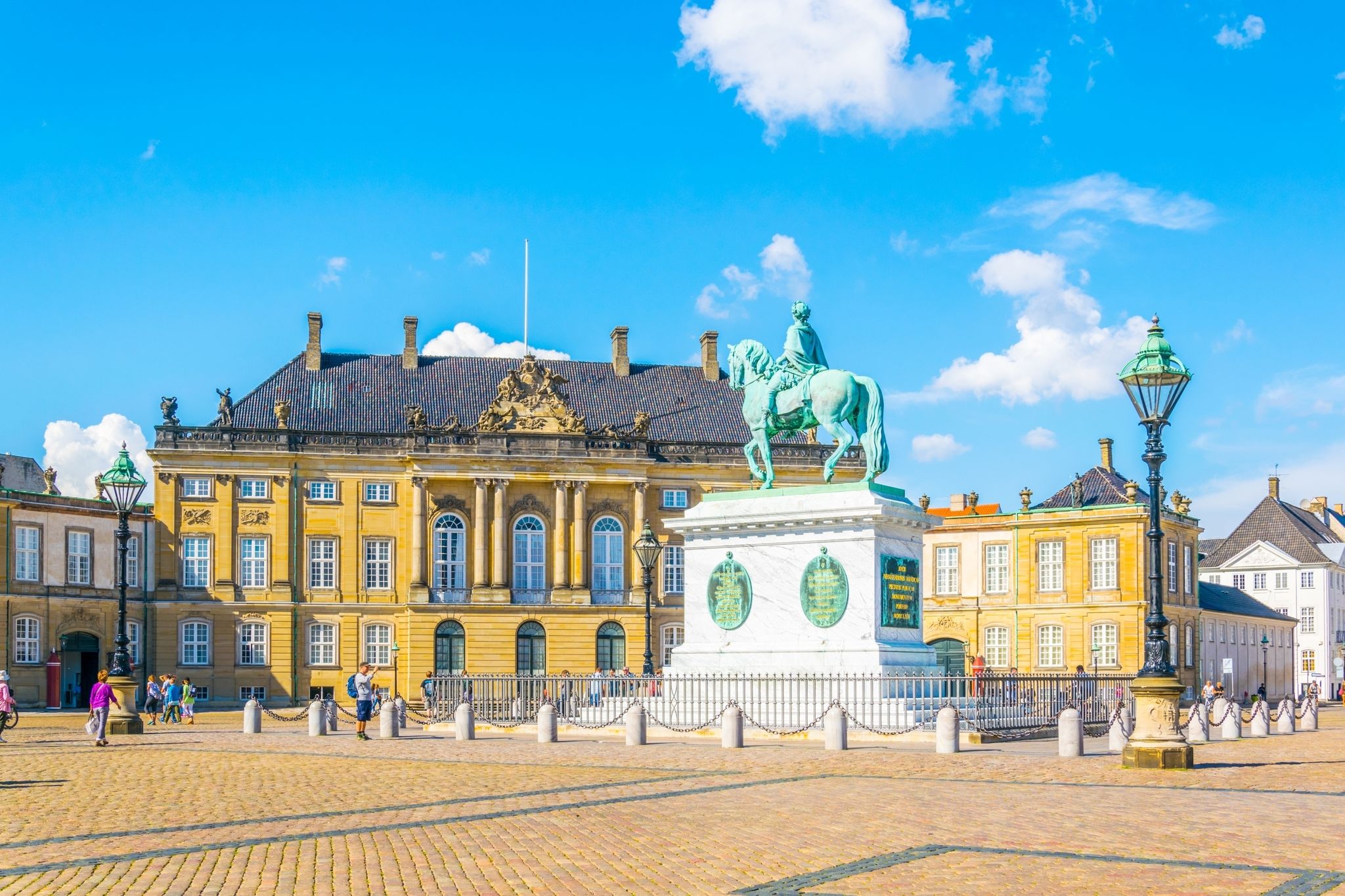 Photo of Sculpture of Frederik V on Horseback in Amalienborg Square in Copenhagen, Denmark.