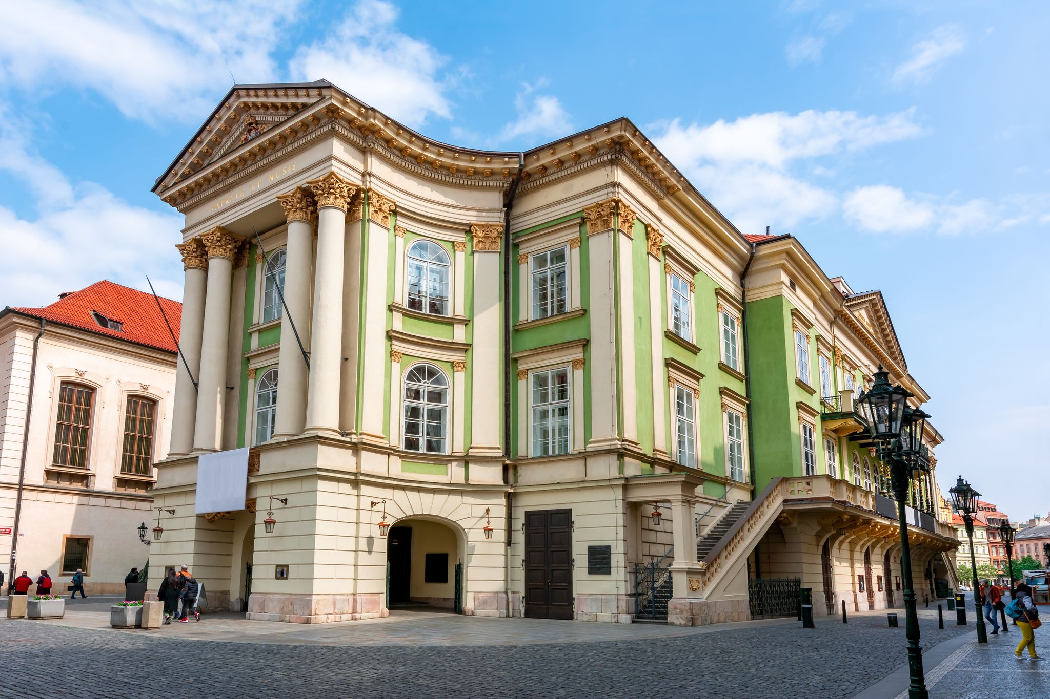 Photo of Estates Theatre (Stavovske divadlo) in Prague old town, Czechia.