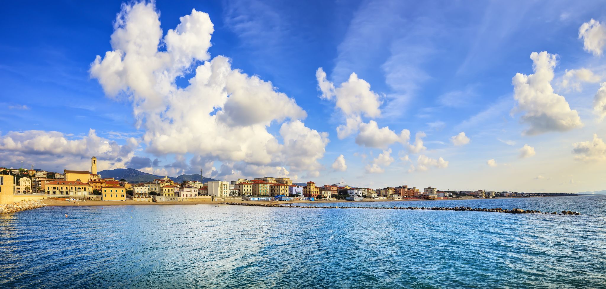 Photo of aerial view of San Vincenzo, Italy.