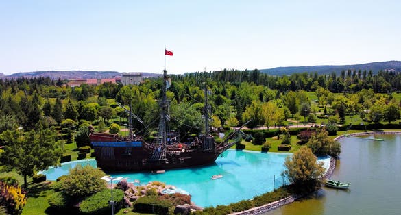 aerial view of the  ship in Sazova Park  in Eskisehir, Turkey .
