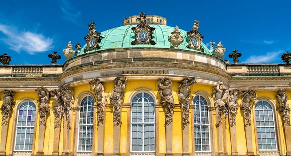 photo of view of Sanssouci Palace, the summer palace of Frederick the Great, King of Prussia, in Potsdam near Berlin, Germany,Auf dem Kiewitt Germany.
