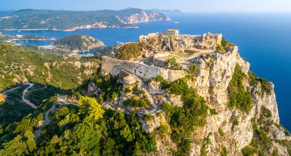 photo of view of Old ruins of Angelokastro fortress, Corfu island, Greece.