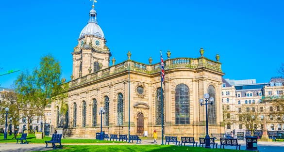 Photo of Cathedral of Saint Philip in Birmingham during sunset, England.