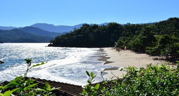 Photo of Almada beautiful beach on a sunny day, Portugal.
