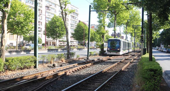 gphoto of view of Tramway linking the city of Lille to Roubaix and Tourcoing in the north of France.