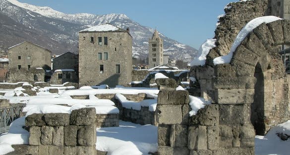 Aosta (Italy) - Cloister of the ancient Sant'Orso church.