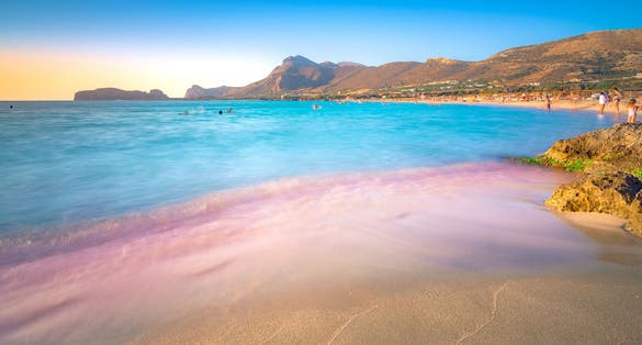 Photo of famous sandy beach of Falasarna at the north west of Chania, Crete, Greece.