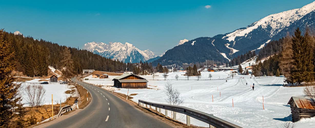 photo of view of Beautiful alpine winter view near the former olympic town Seefeld, Tyrol, Austriay.