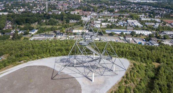 photo of view of Aerial view of Tetraeder on the former mine dump in Bottrop, Germany.