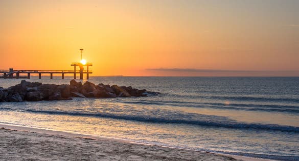 Photo of scenic sunrise on Burgas beautiful Beach, Bulgaria.