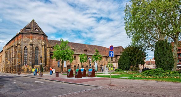 Photo of Unterlinden Museum in the Old city of Colmar, Haut Rhin in Alsace, France.
