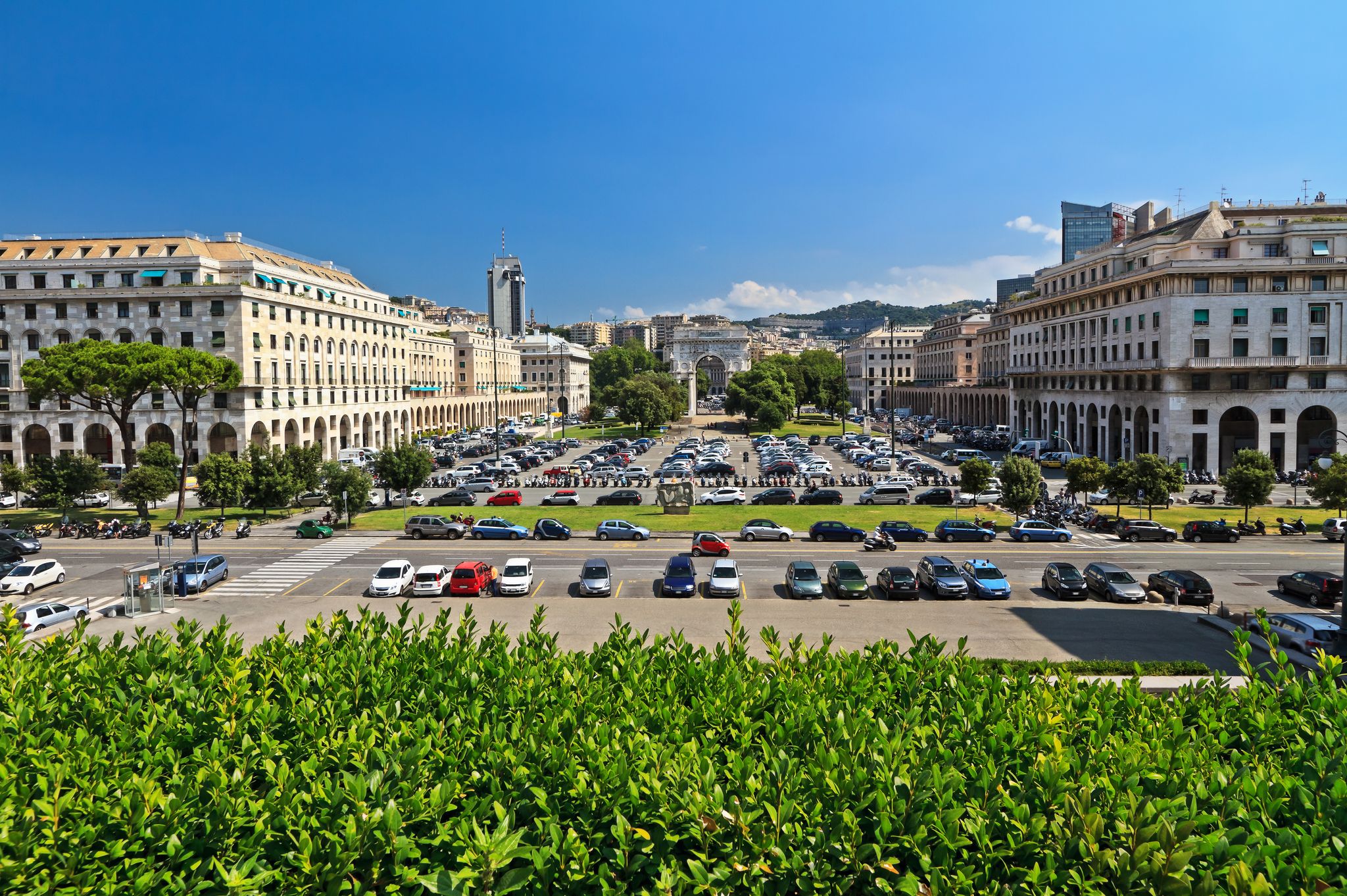 photo of overview of Piazza della Vittoria in Genova, Liguria, Italy .