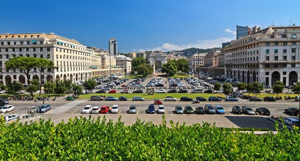 photo of overview of Piazza della Vittoria in Genova, Liguria, Italy .