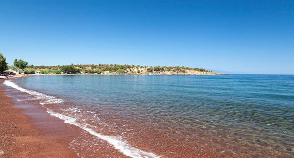 Photo of Lesvos island, Greece. The beach Tsonia, with the red sand, near Mytilene.