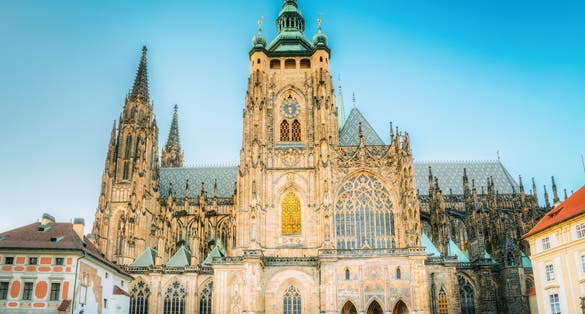 Photo of famous St. Vitus Cathedral Prague, Czech Republic on a Sunny evening.
