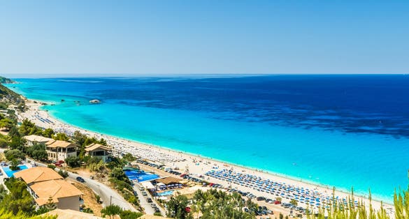 Photo of Kathisma Beach, Lefkada Island, Greece. Kathisma Beach is one of the best beaches in Lefkada Island in Ionian Sea.