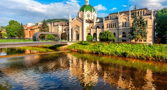 View of the historic centre of Sarajevo, Bosnia and Herzegovina.