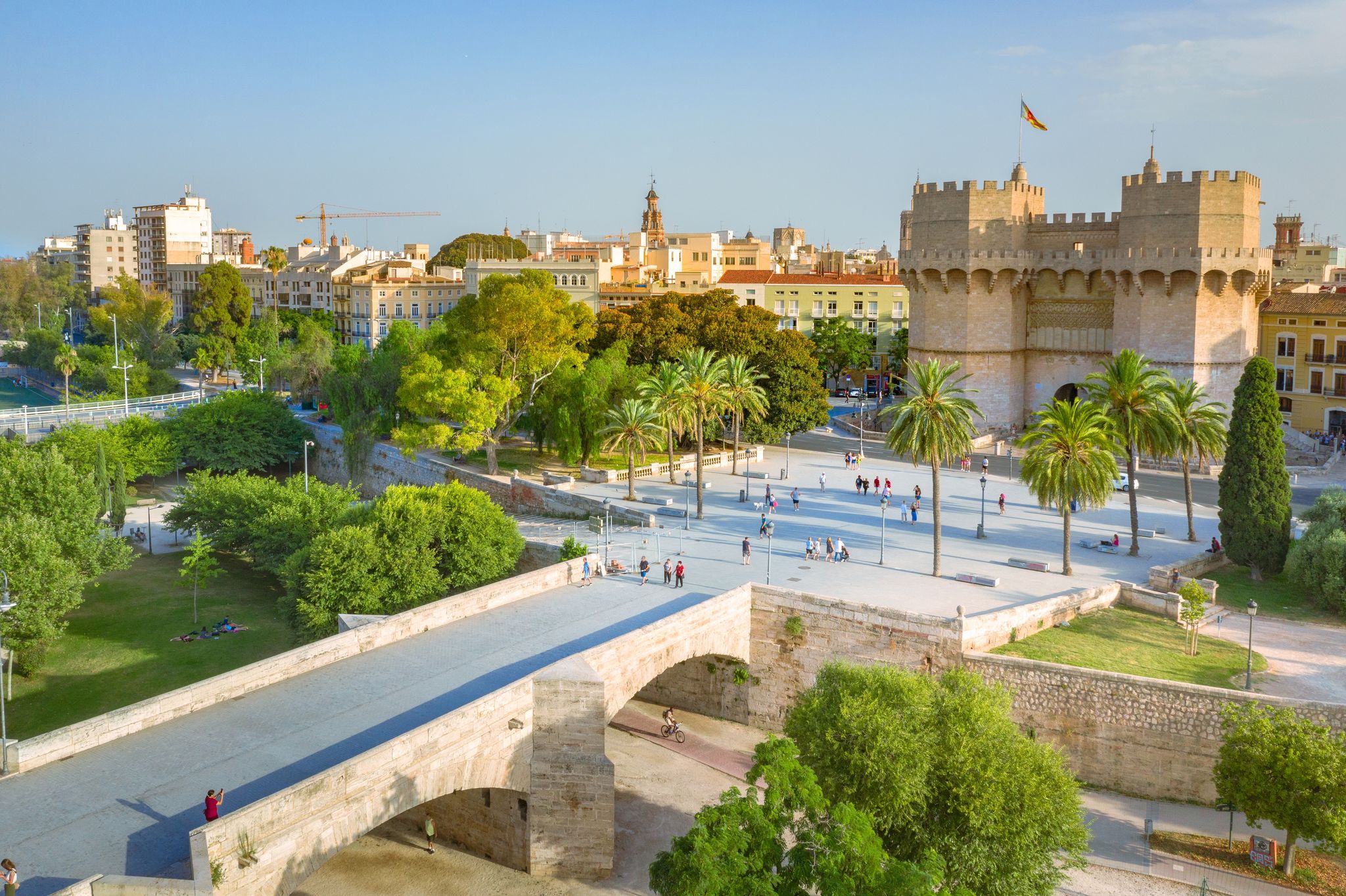 Photo of Serrano Towers Torres de Serranos stone monument in Valencia, Spain.