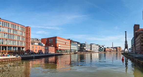 Photo of the trendy district at the port of Münster in Westphalia.