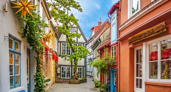 Photo of Colorful houses in historic Schnoorviertel in Bremen, Germany.
