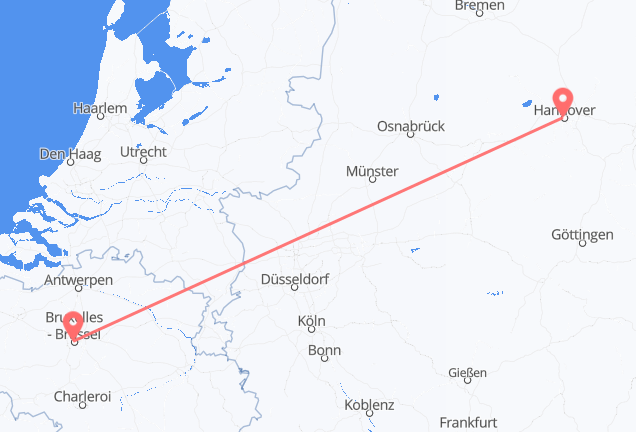 Hannover nach Brüssel
