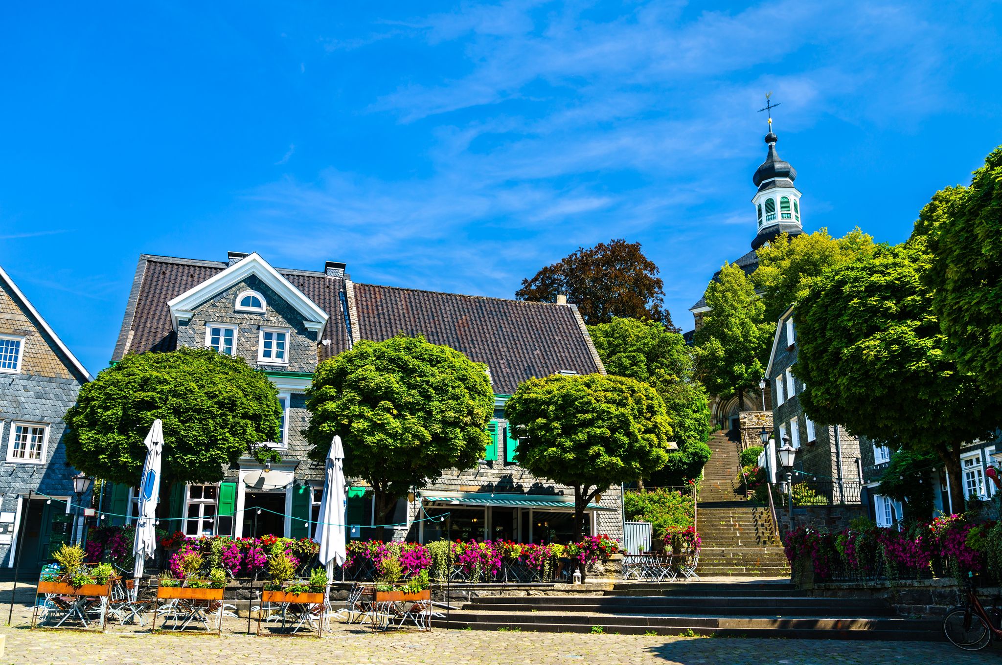 Townscape of Solingen-Grafrath in North Rhine-Westphalia, Germany