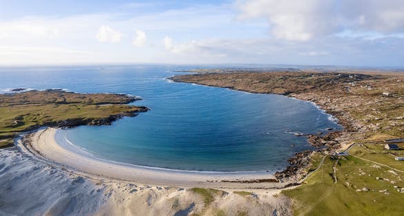 photo of view of Aerial view on amazing Dog's bay beach near Roundstone town in county Galway, Irland.