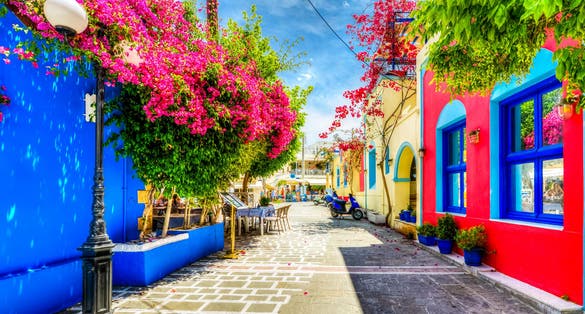 Photo of beautiful street view in Kos Island. Kos Island is populer tourist destination in Greece.